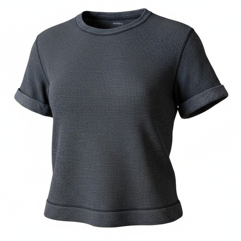 Vince Women Sweatshirt XS Gray Textured Knit Crew Neck Minimalist Short Sleeve
